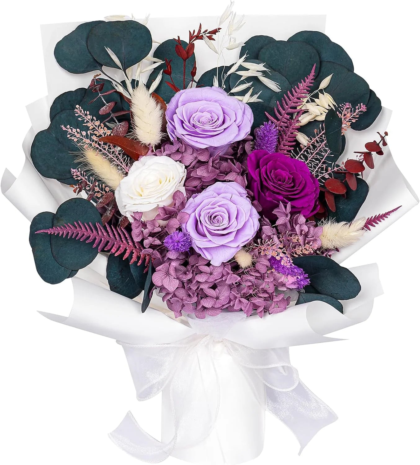 Women's Mother's Valentine's Day Gift Purple Bouquet Rose Preserved Flower Eternal Immortal Graduation Christmas Thanksgiving