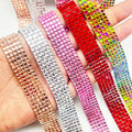 1 Yard Multicolor Hot Fix Rectangle Rhinestone Tape Self Adhesive Crystal Diamond Glitter Trim Ribbon DIY Belt