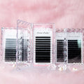 Hot Selling Bulk Eyelashes Pink Lash Tray Individual 0.05mm-0.25mm Thickness Matte Black Silk Eyelash Extensions