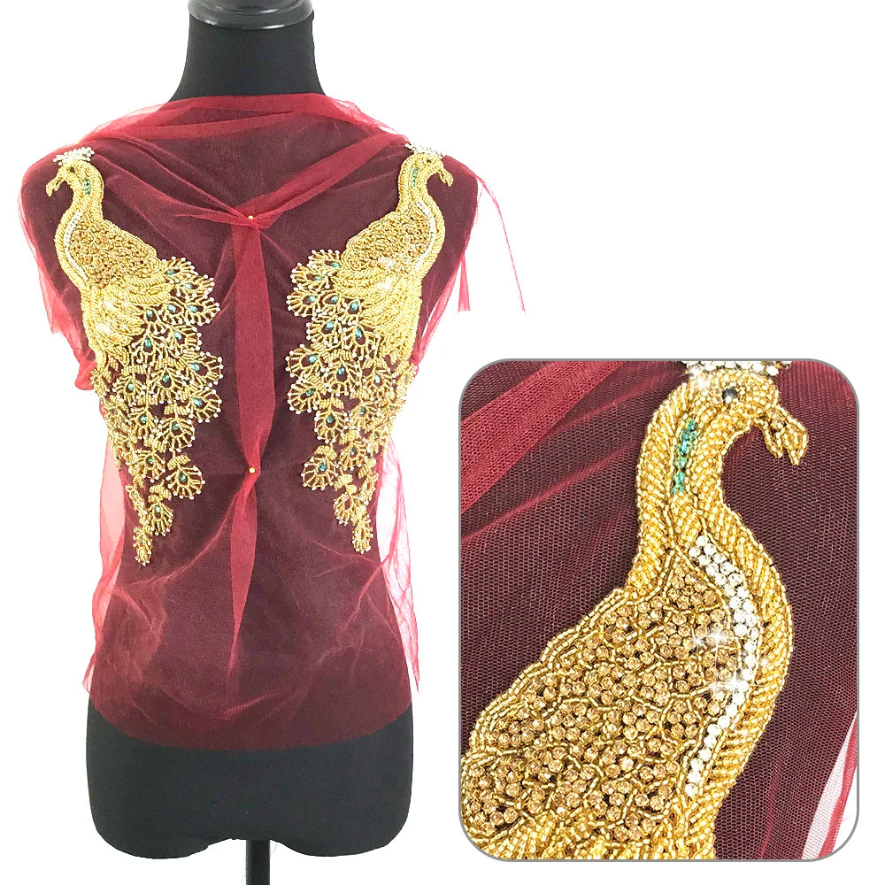 W012  New Arrival Wholesale Rhinestone Bodice Applique Crystal Applique Crystal Bodice Applique for Wedding Dress