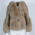 2023 New Fashion Genuine Leather Winter Jacket for Women Thick Warm Natural Fox Fur Coat Locomotive Street Style Casual