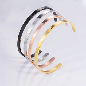1.8mm Thin 4mm Wide Mirror Stainless Steel C-type Open Bracelet Smooth Surface Can Be Engraved Bracelet 63mm