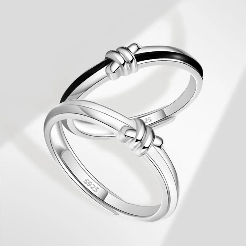 Valentine's Day Gift Men Women Knot Decor Couple Ring for Wedding Index Ring Creative Open Rings Engagement Wedding Jewelry