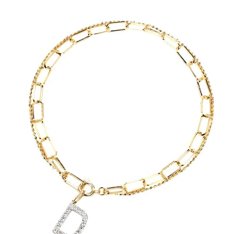 18k Gold Jewelry Lab Grown Diamond Alphabet Initial Letter A-Z Pendant Necklace Without Chain