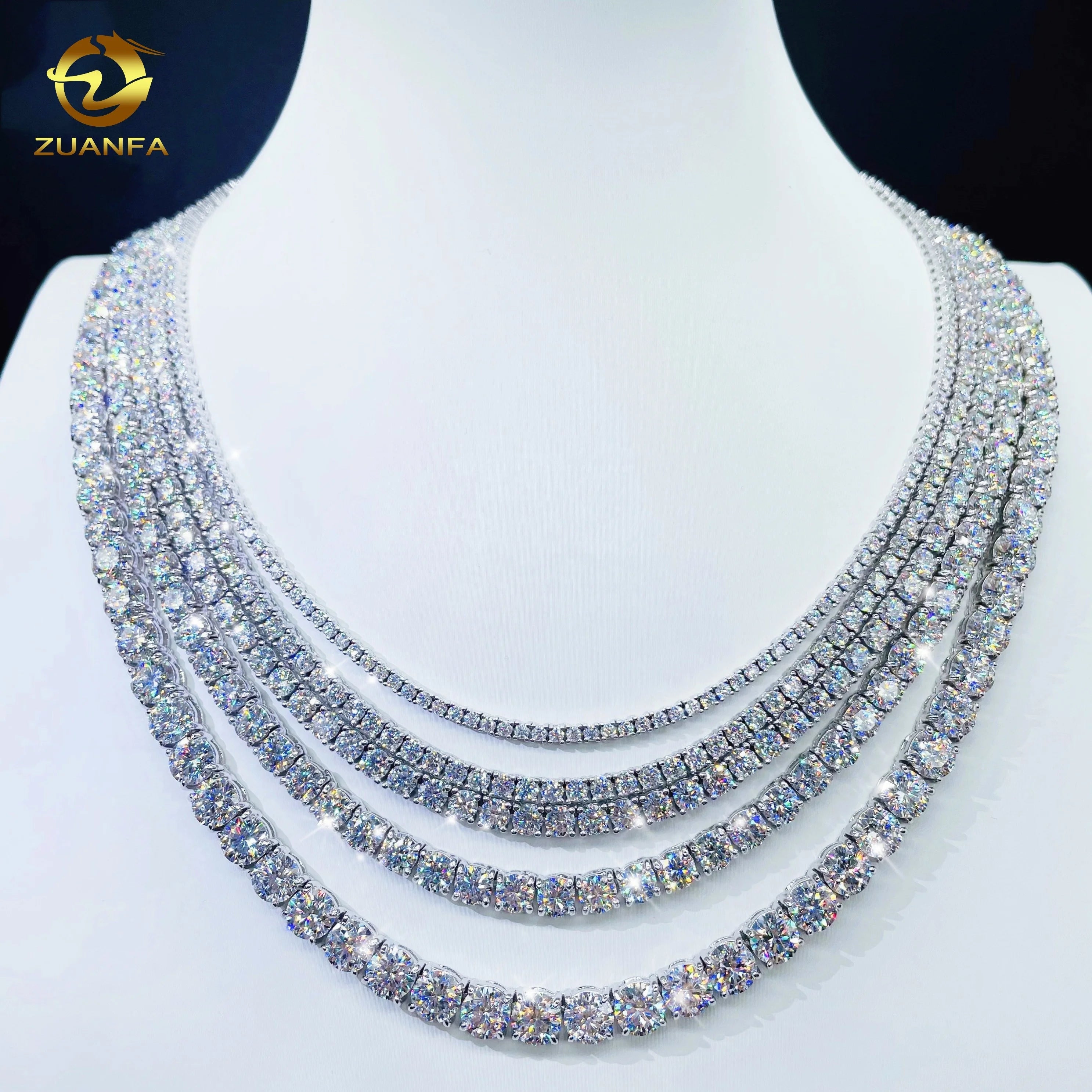 Factory Price Full Size Moissanite Tennis Bracelet&Necklace Pass Diamond Tester Tennis Chain 925 Sterling Silver