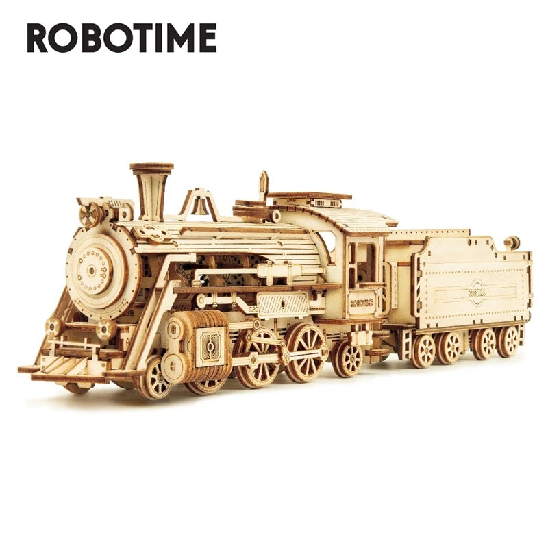 Robotime Rokr Laser Cut Wood Crafts Mechanical Toy MC501 Prime Steam Express 3D Wooden Puzzles for Dropshipping