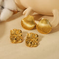 Trendy 18K Gold Plated Stainless Steel Women's Summer Beach Sea Conch Stud Earrings Waterproof No Fade Fashion Jewelry-Wholesale