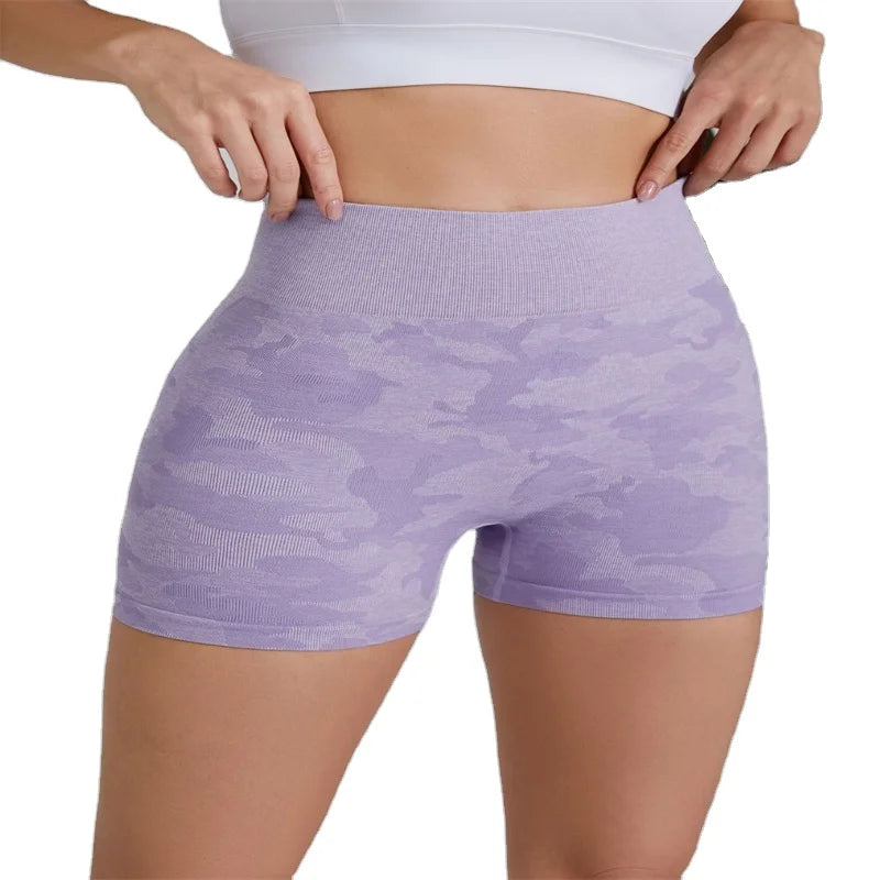 Aoyema Women's High Stretch Soft Eco-Friendly Quick Dry Spandex/Nylon Solid Seamless Gym Shorts Breathable Sports Yoga Shorts