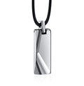 Personalized Wax Cord Tungsten Carbide Blank Rectangular Geometric Pendant with Cut Pattern Frame for Men's Necklace