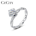 CZCITY White Gold Wedding Setting Diamond Woman Sterling Silver Statement Bling 925 Moissanite Ring