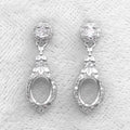Sterling Silver 6*8mm Semi Mount Stud Eardrops Empty Frame Support Blank Setting S925 Base Without Center Stone DIY for Inlay
