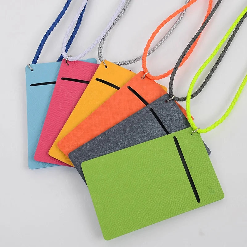 Customizable Colored PU Business Card Case with Lanyard Embossed Logo Printed Pattern Name Card Holder Sleeves