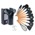 Kitchen Accessories 11 Piece Food Silicon Kitchen Utensil Cooking Tools Kitchen Utensil Set With Wooden Handles