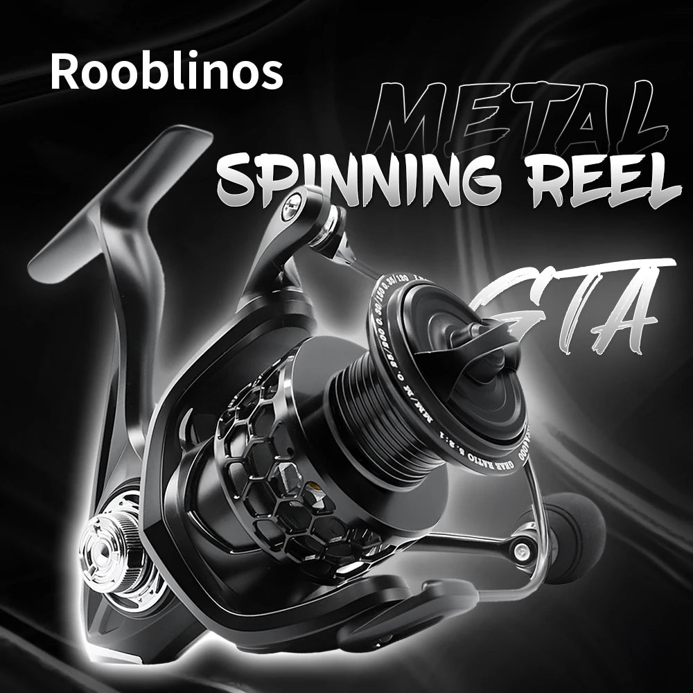 ROOBLINOS GTA2 2+1BB All Metal 5.2:1 Wheel Sea Saltwater Spinning Reel Carrete De Pesca Carp Reel Spinning Reel for Sea Fishing