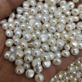 8-9mm Natural Freshwater White No Hole Button Loose Mini Pearls Third Party Certified for DIY Jewelry Decoration