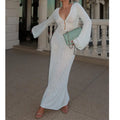 Summer Cutout V-Neck Knitted Dress French Sexy Slim Beach Dress Knitted Dress for Women