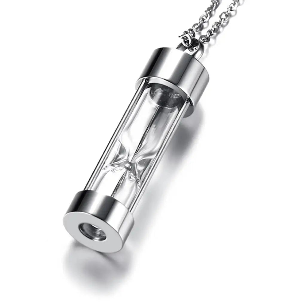 Stainless Steel Hourglass Ash Pendant Jewelry Cylinder Keepsake Jewelry Necklace Memento Souvenir Funeral Bottle Perfume Gift