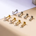 Stainless Steel 2/3/4/5MM Round Shape Clear CZ Labret Monroe Lip Ring Tragus Nail Helix Earring Stud Piercing Jewelry