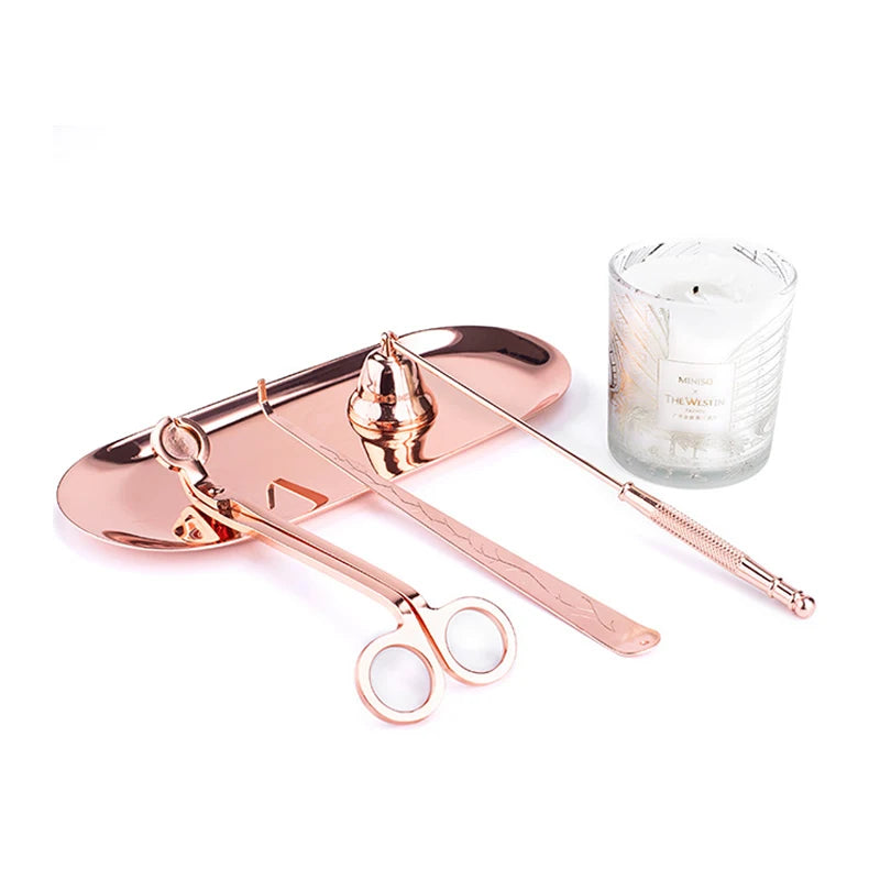 C-0351 Wick Scissors Aromatherapy Tool Wick Scissors Candle Cut Out Candle Hook Put Out Candle Bell Tray 3-piece Set