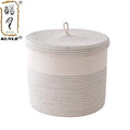 KUYUE Woven Blanket Storage Basket Collapsible Large Rope Basket With Lid