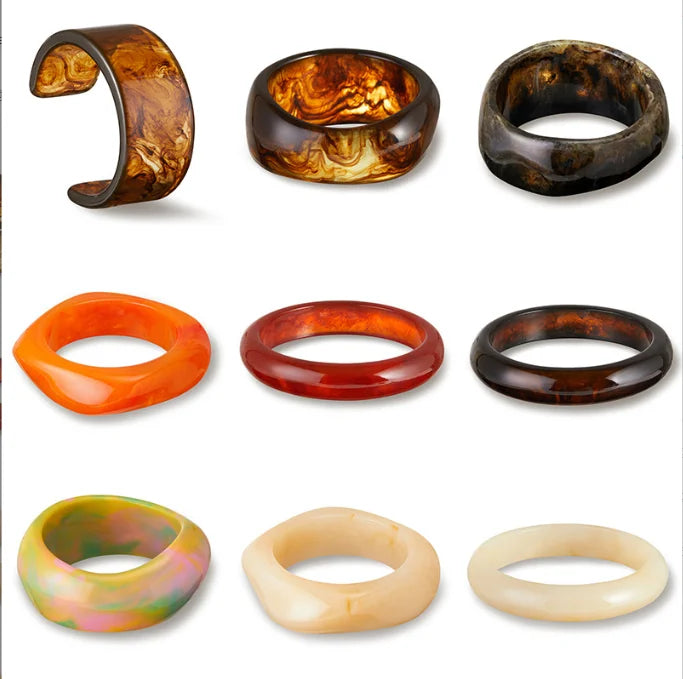 Fashion Irregular Pattern Acrylic Resin Bracelet Chunky Bangles for Women Girl Geometric Charm Bracelet