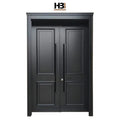 Custom Traditional Design Solid Wooden Double Leaf Front Door for Villas Swing Open Style with Finished Surface Side Opening