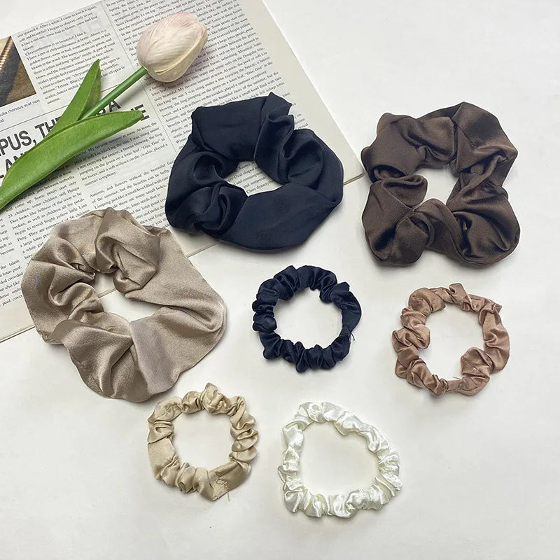 Fashion Wholesale Silk Satin Simple Design Scrunchies Hair Ties Elastic Hair Band Scrunchies for Women