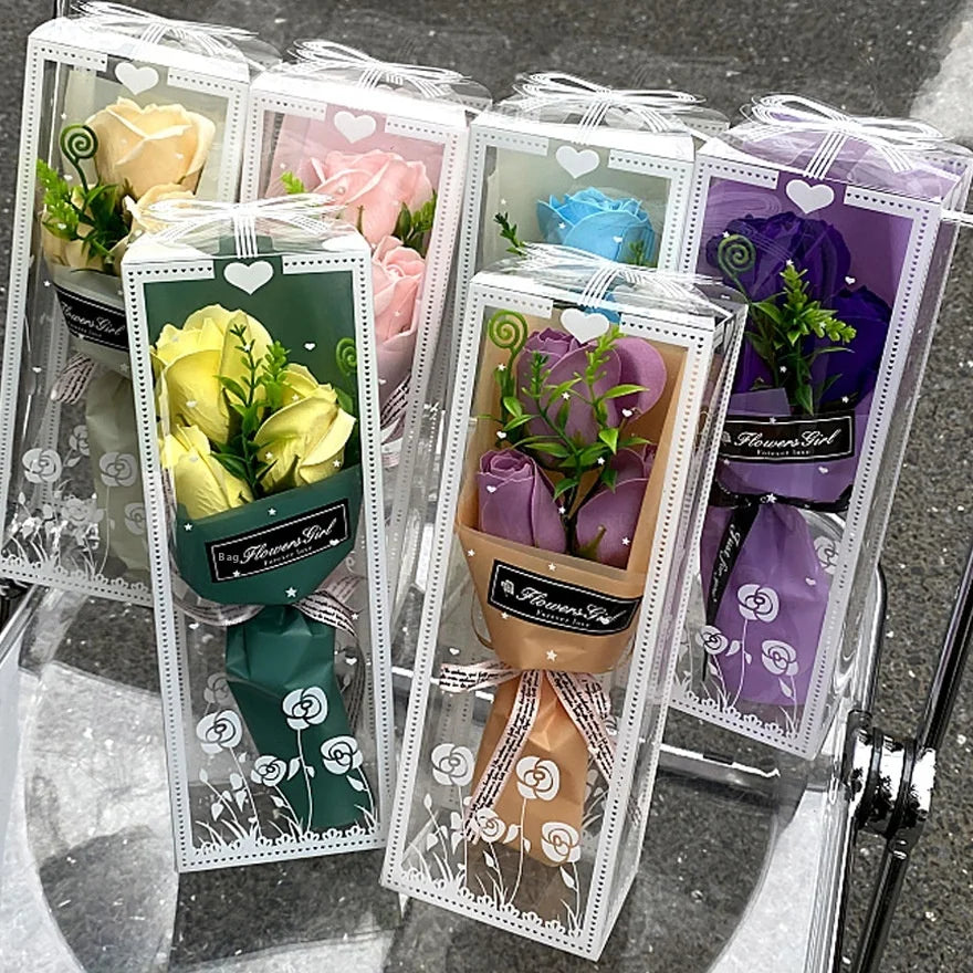 Handmade Small Bouquet Rose Carnation Valentine's Day Teacher's Day Christmas Soap Gift Box 3 Bouquets Group Purchase Artificial