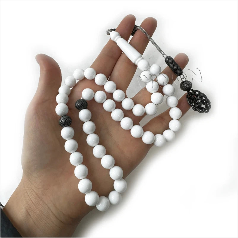 New Resin Tesbih White Color Handmade Prayer Beads 10mm45 Rosary  Tassels Islam Gift Muslim Misbaha Muslim Rosary Baclite Rosary