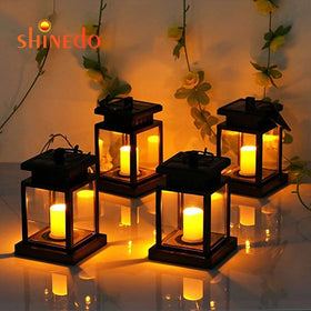 Shinedo Solar Light Hanging Lantern LED Warm White Candle Effect Light Outdoor Waterproof Solar Garden Light for Yard Decoration