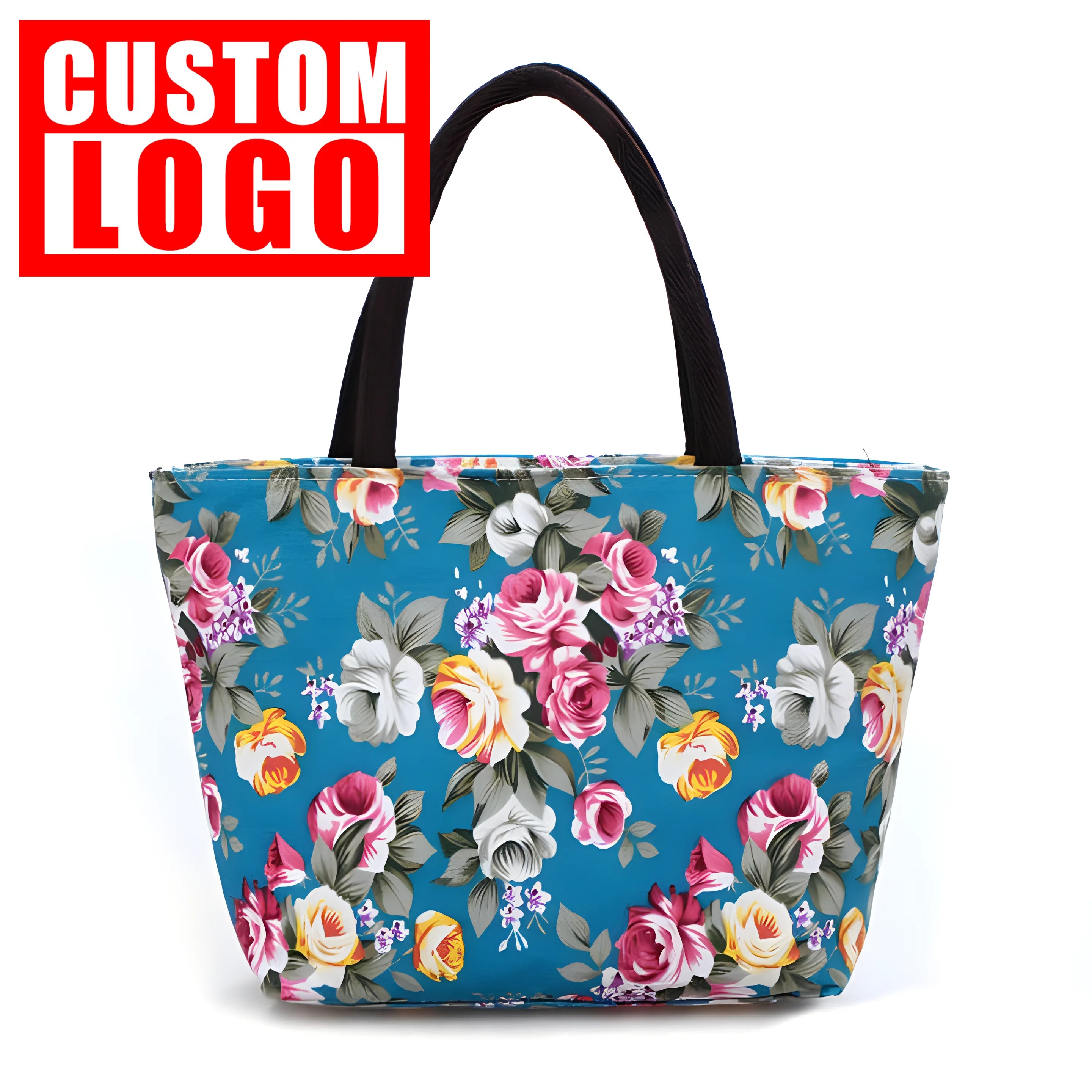 Durable Cute Flower Shopping Bag Canvas Ladies Handbag Women Bucket Bag Floral Print Shoulder Bag Casual Handbags