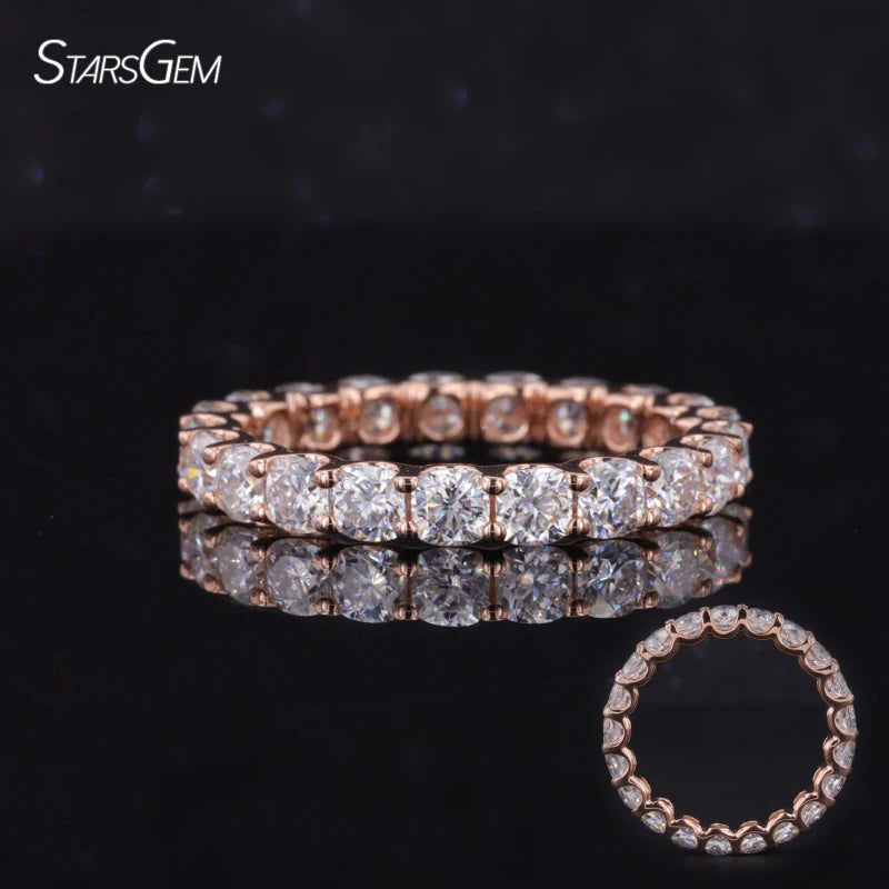 Trendy Jewelry 14K Rose Gold 3mm Cushion Cut Moissanite Gemstone Wedding Ring for Women