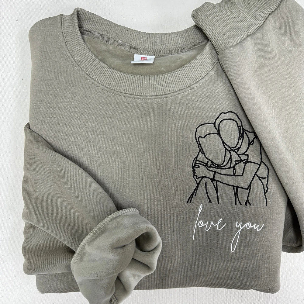 Custom Embroidered Initial Heart Bridge Hoodie Bachelorette Anniversary Date Drop Shipping Winter Crewneck Personalized for