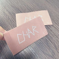 Custom Eco-Friendly Woven Labels for Clothing-Polyester End Fold Size Tags with Customer Logo Ultrasonic Cut Edge & Stitched