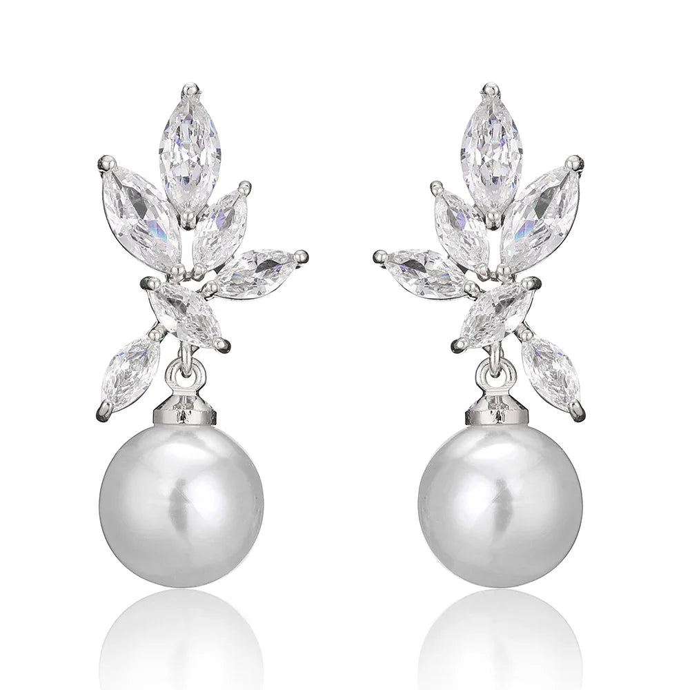 Miallo New Simple Fashion Zircon Drop Earrings for Women Ear Ring Pearl Pendant Earrings Silver Jewellery