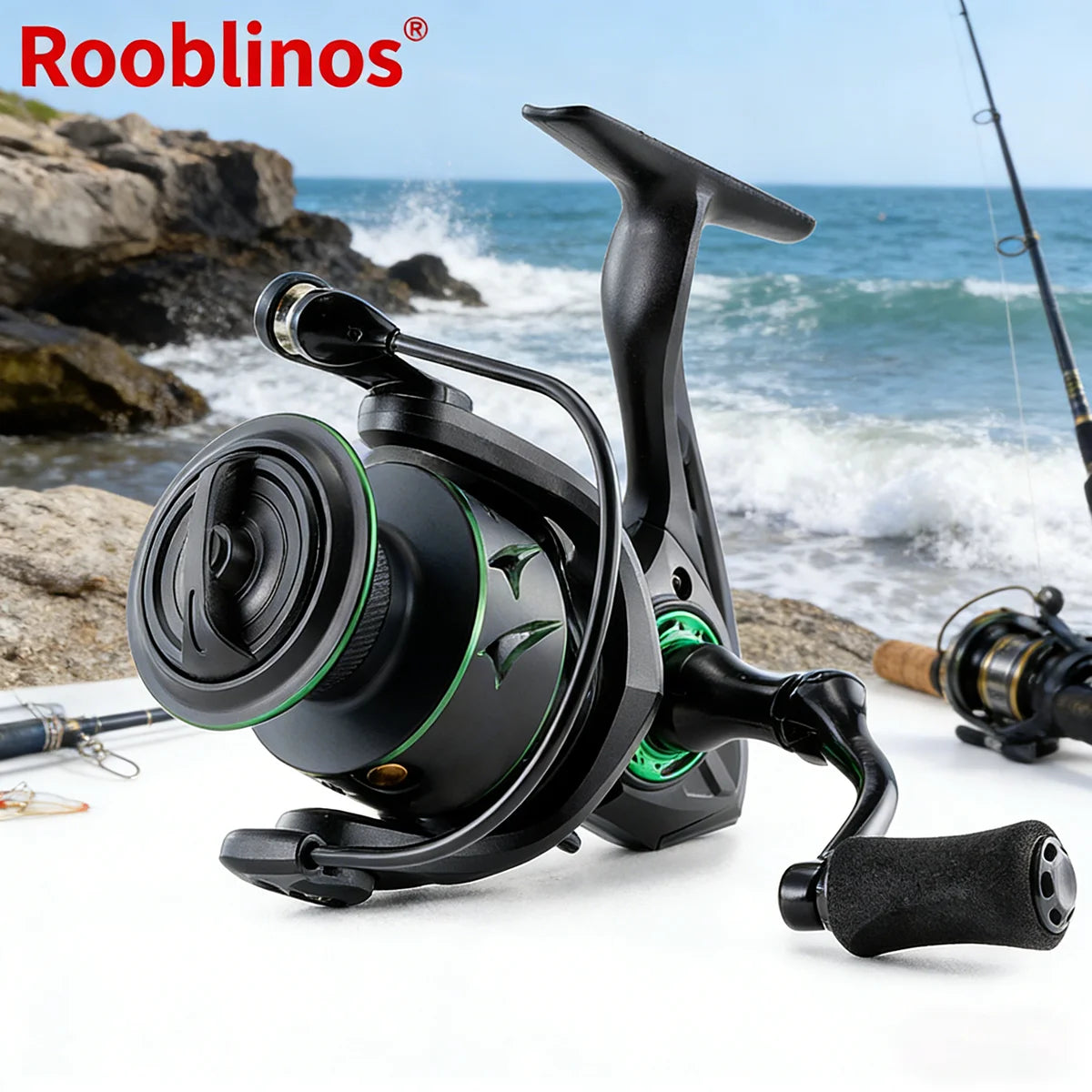 [Germany Stock] Rooblinos RF Left Hand Spinning Reel 5.2:1 Gear Ratio 5 Bearings 257g Aluminum EVA Nylon Body Anti-Reverse