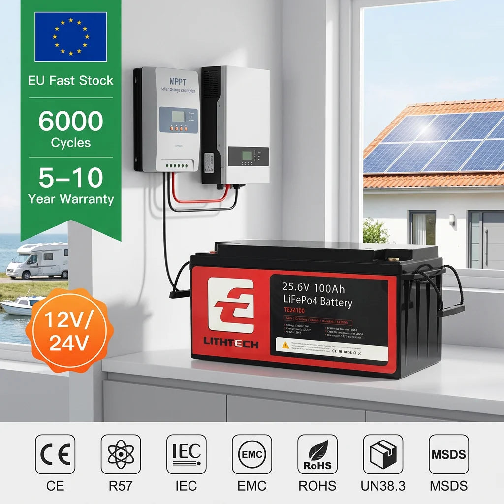 Poland EU Stock 12V 24V 100Ah 200Ah Solar Lithium Battery Deep Cycle Lithium Iron LifePo4 Battery for Golf Carts Home Appliances
