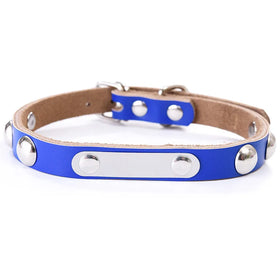 Hot Selling Cow Hide Pet Collar Diamond Rivet Alloy Name Tag Anti-Bite Cat Dog Collar Ribbon Decoration Leather Plastic Material