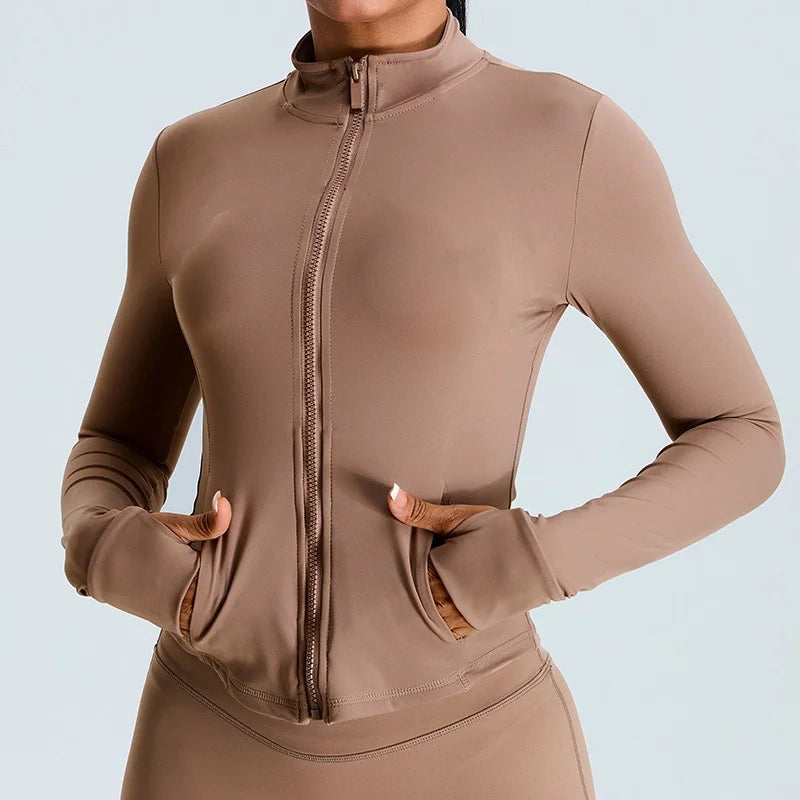 2025 Spring & Fall Breathable Tight Waist Running Ladies Yoga Blazer Women's Lightweight Gym Fitness Yoga Jacket Top De Mujer