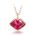 Korean 925 Sterling Silver Metal Parts Red Zircon Diamond Mouth Crystal Lip Pendant Necklace Women Supplier