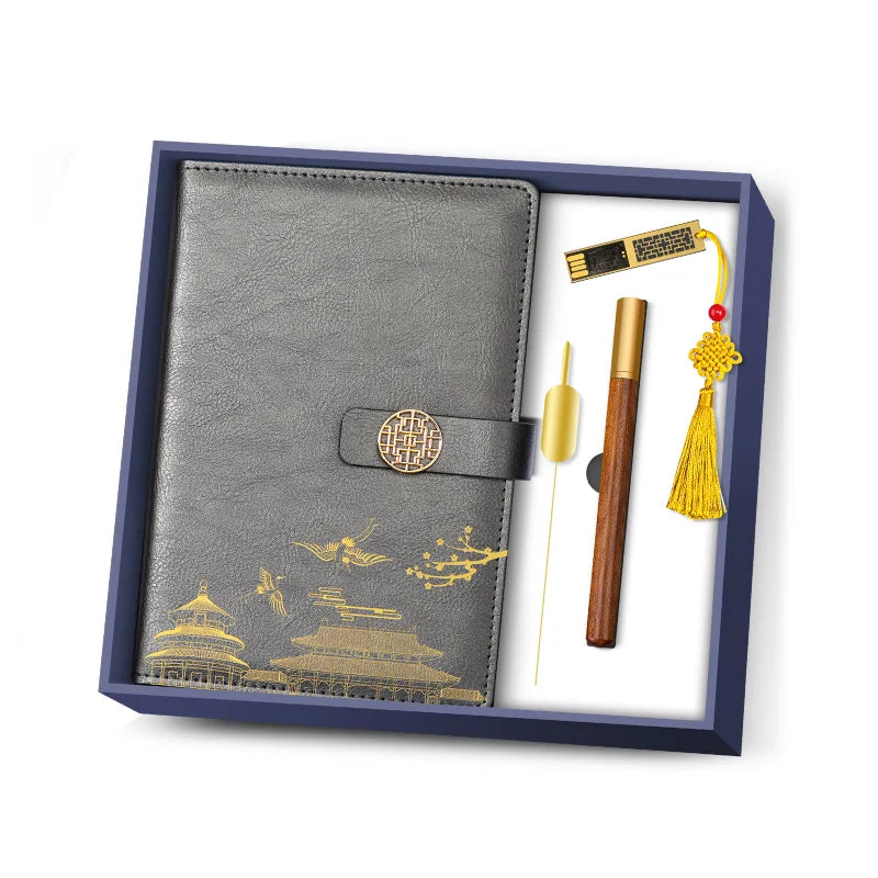 Notebook Pen USB Flash Drive Bookmark Custom Logo Personalized Business Modern Promotional Gifts for Adults Opening Ceremony