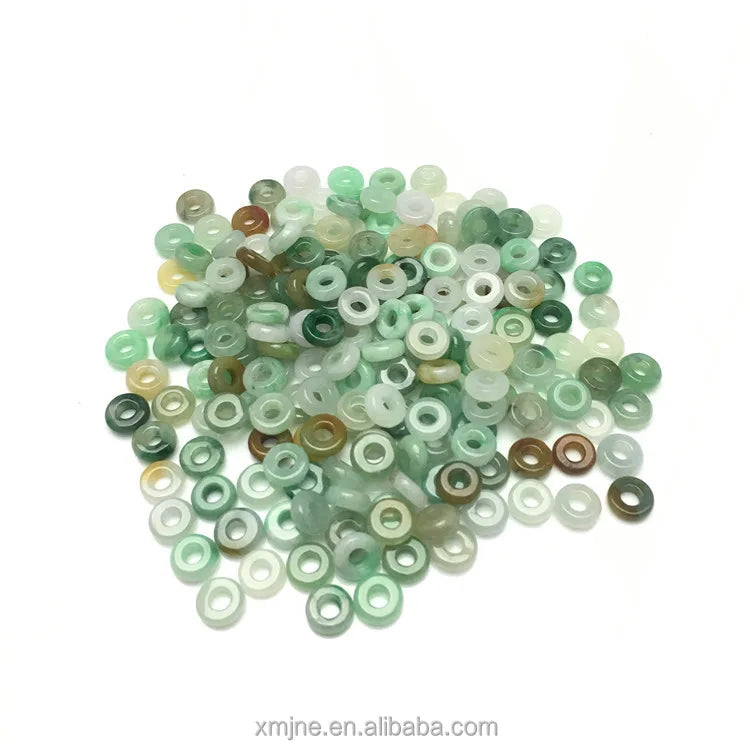 Myanmar Jade Grade a 8Mm Small Jade Ring Ice Seed Small Circle Big Hole Abacus Beads DIY Lanyard Beaded Accessory Material