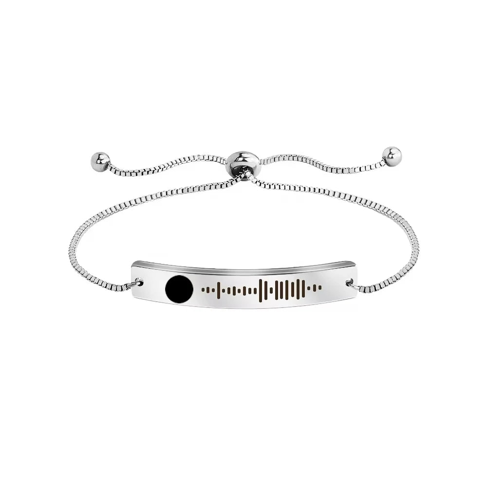 Personalized  Code Bracelet Song Engraved Rose Gold Bar Bracelet