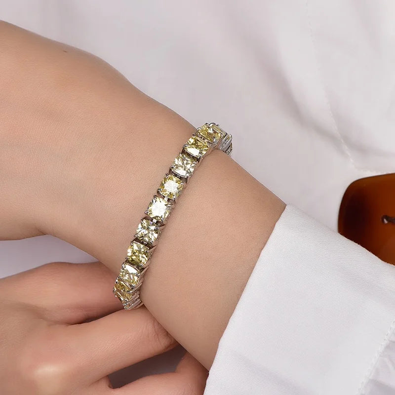 Girl Canary Diamond Bracelets Jewelry Yellow Stone Designer Cuff Bracelet Homme Women Friendship Silver Crystal Bracelet