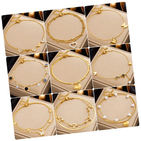Double Layered Heart Butterfly Ankle Bracelet Stainless Steel Waterproof Gold Plated Anklet