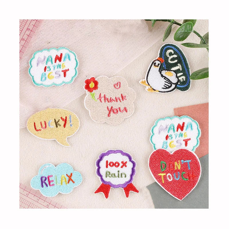 Cartoon English Alphabet Patches for Jacket Jeans Repair Diy Pen case Bag Hats Shoes Embroidered Hot Self-adhesive Garment Patch