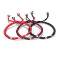 Hand-Woven Diamond Knot Red Rope Bracelet Multi-Faceted Silver Plated Beads Pull Handle Adjustable Rope Bracelet