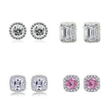Heart Square Round Cut Inlaid Stone Clear CZ Earrings Women Daily Wear Wholesale Cheap Stud Earrings