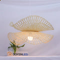Natural Bamboo Woven Retro Country Hanging Lamp Hand-Woven E27 Pendant Light Villa Hallway Living Room Chandelier Decorative