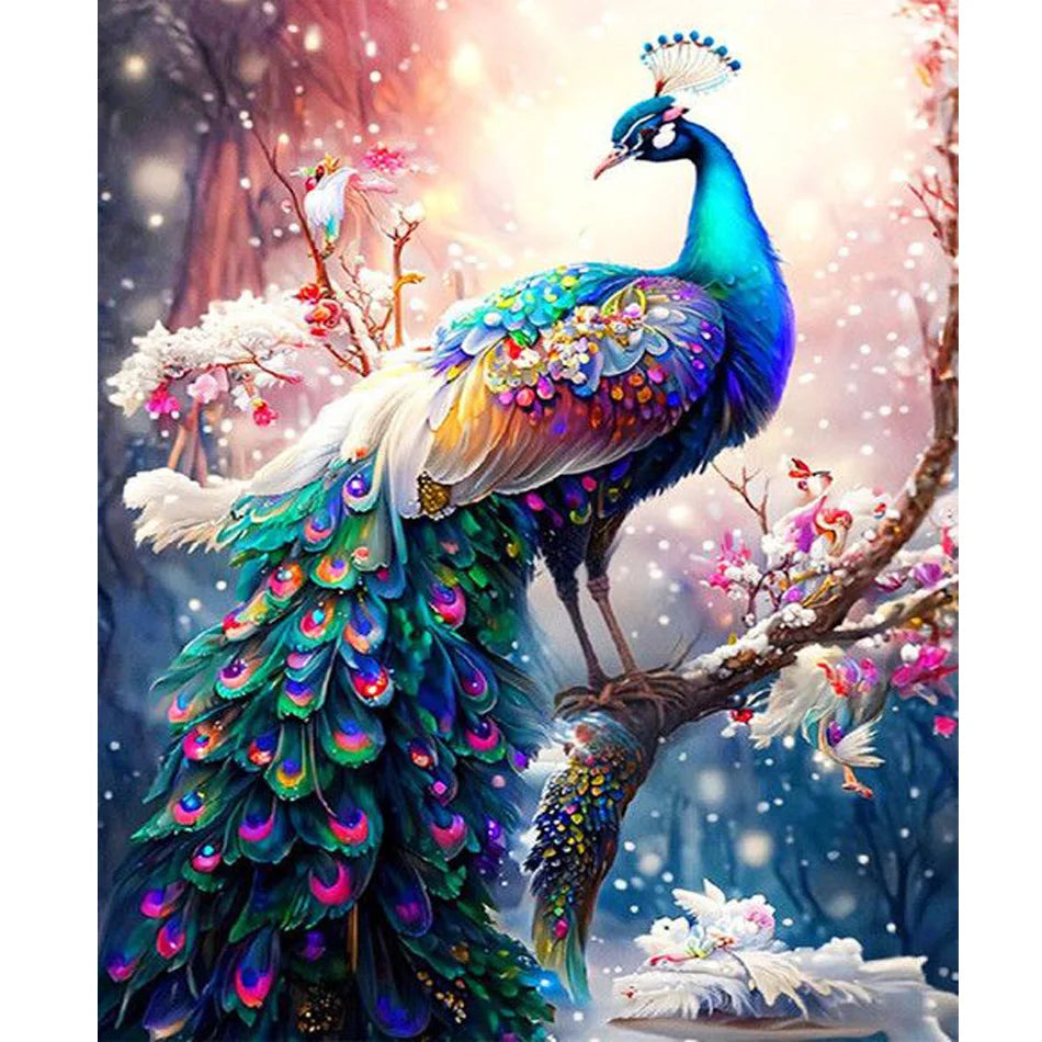 Diy Painting by Numbers Kits Peacock Animals Picture on Numbers for Adults Kits Handiwork Acrylic Paint on Canvas